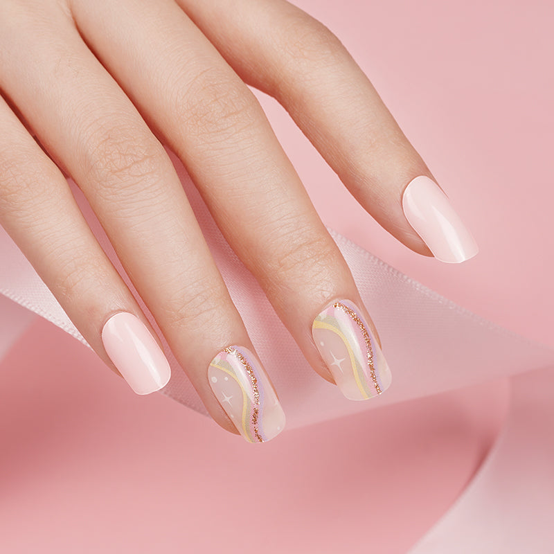 Ondas Rosa Pastel | Stickers de Gel
