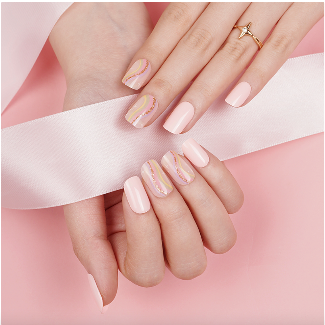 Ondas Rosa Pastel | Stickers de Gel