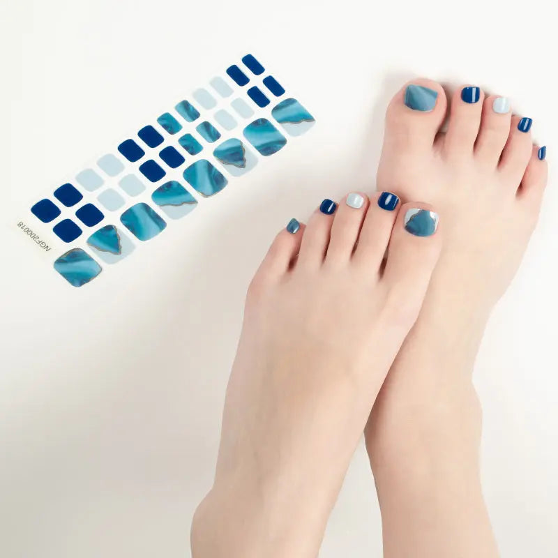 Blue Marble Pedicure | Stickers de Gel