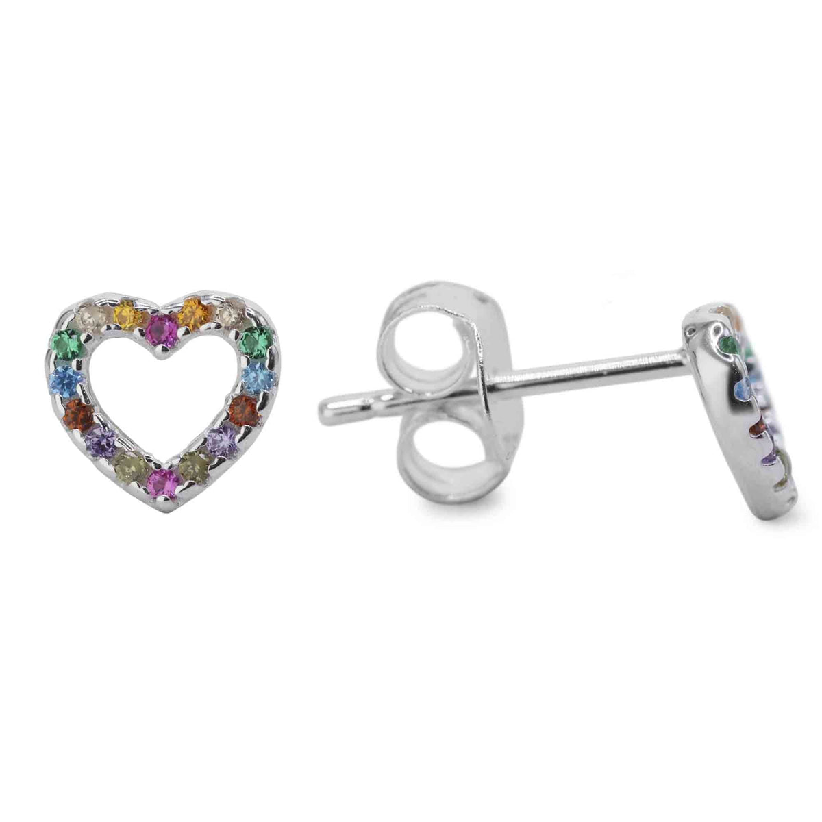 Aros Color Heart Plata