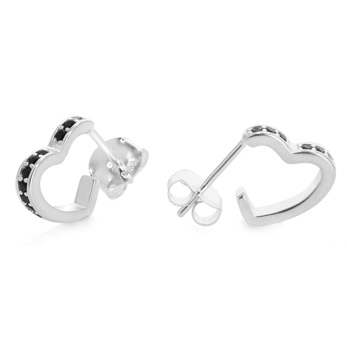Argollas Black Heart Plata 11mm