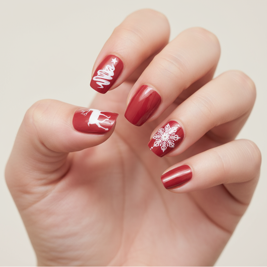 Navidad Burdeo | Stickers de Esmalte