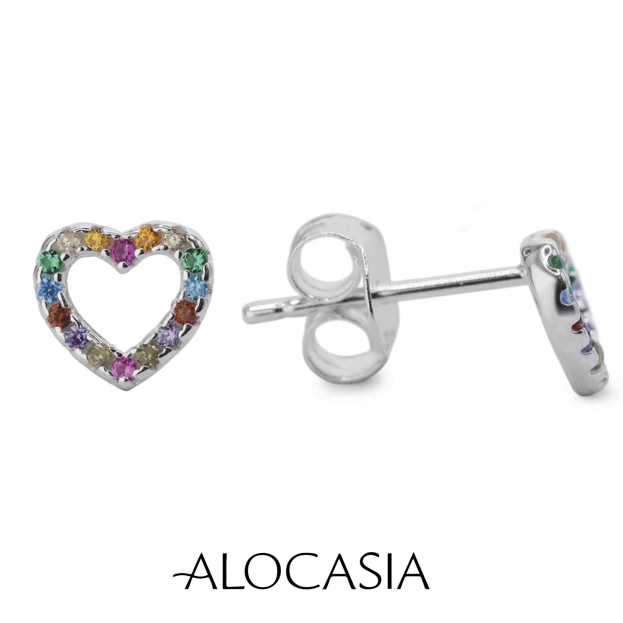 Aros Color Heart Plata