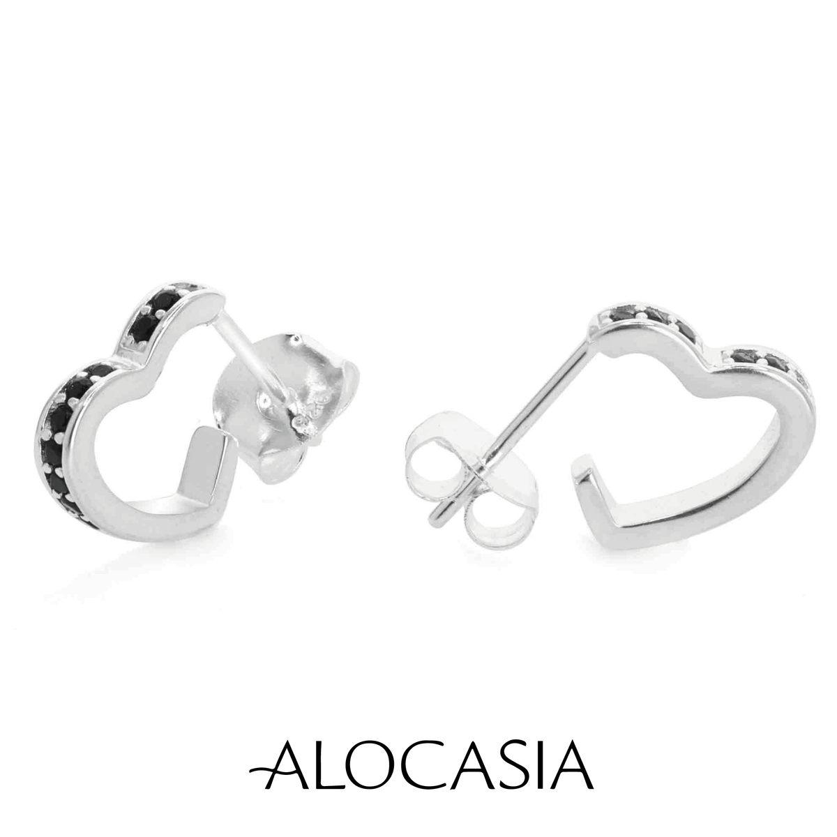 Argollas Black Heart Plata 11mm