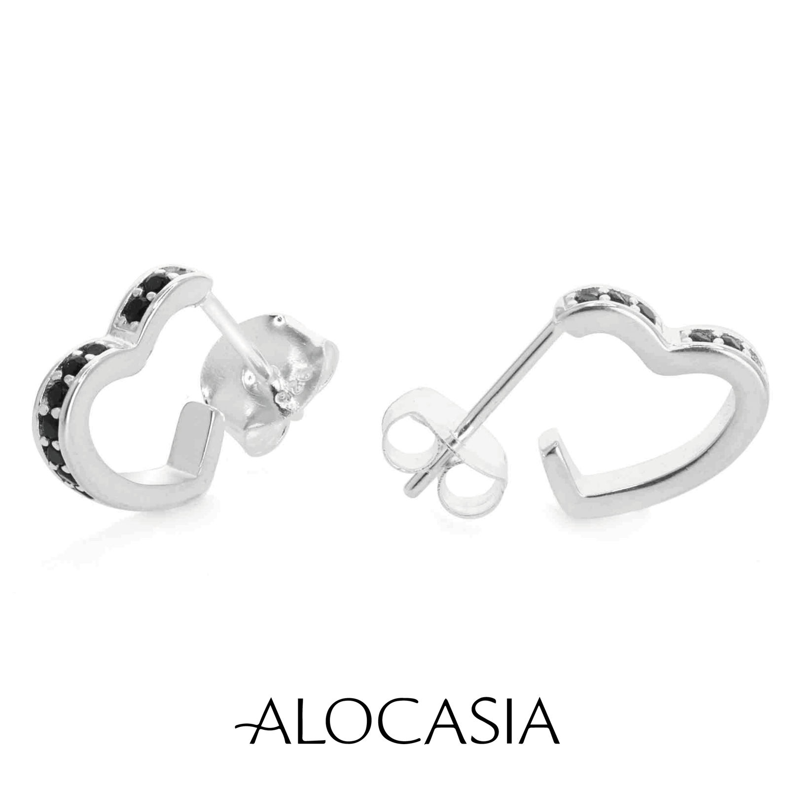 Argollas Black Heart Plata 11mm